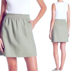 NWT J Crew Linen Cotton Blend City Skirt Topiary Green